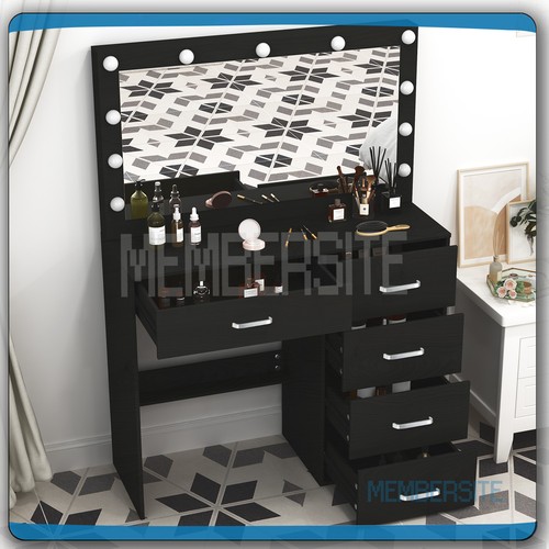 Black vanity desk with led - vanity,